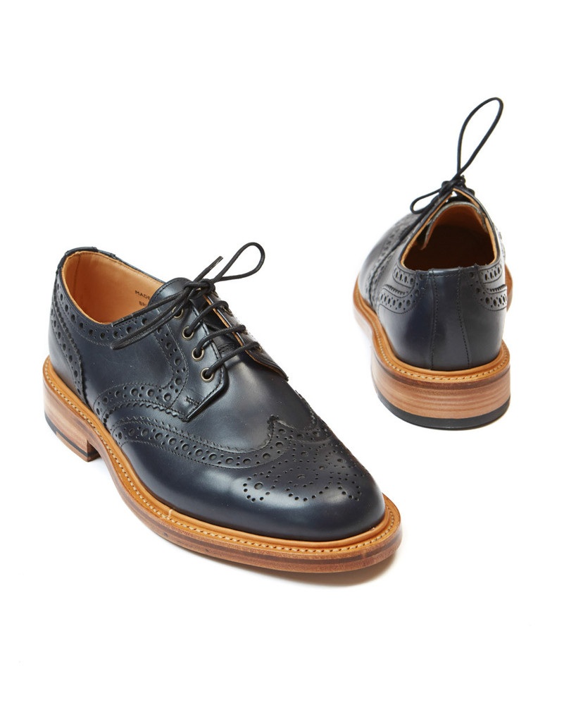 Sanders Bruno Gibson Brogue in Dark Navy